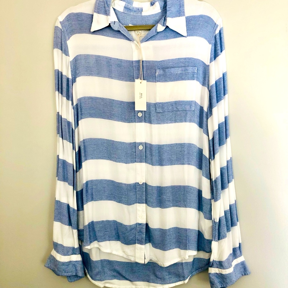 NWT BLL New York striped button up tunic top